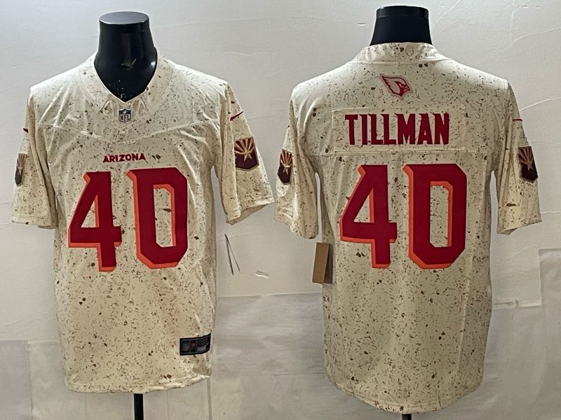 Men 2025 Nike Arizona Cardinals #40 Tillman Cream Throwback 5th generation Limited NFL Jersey 0012